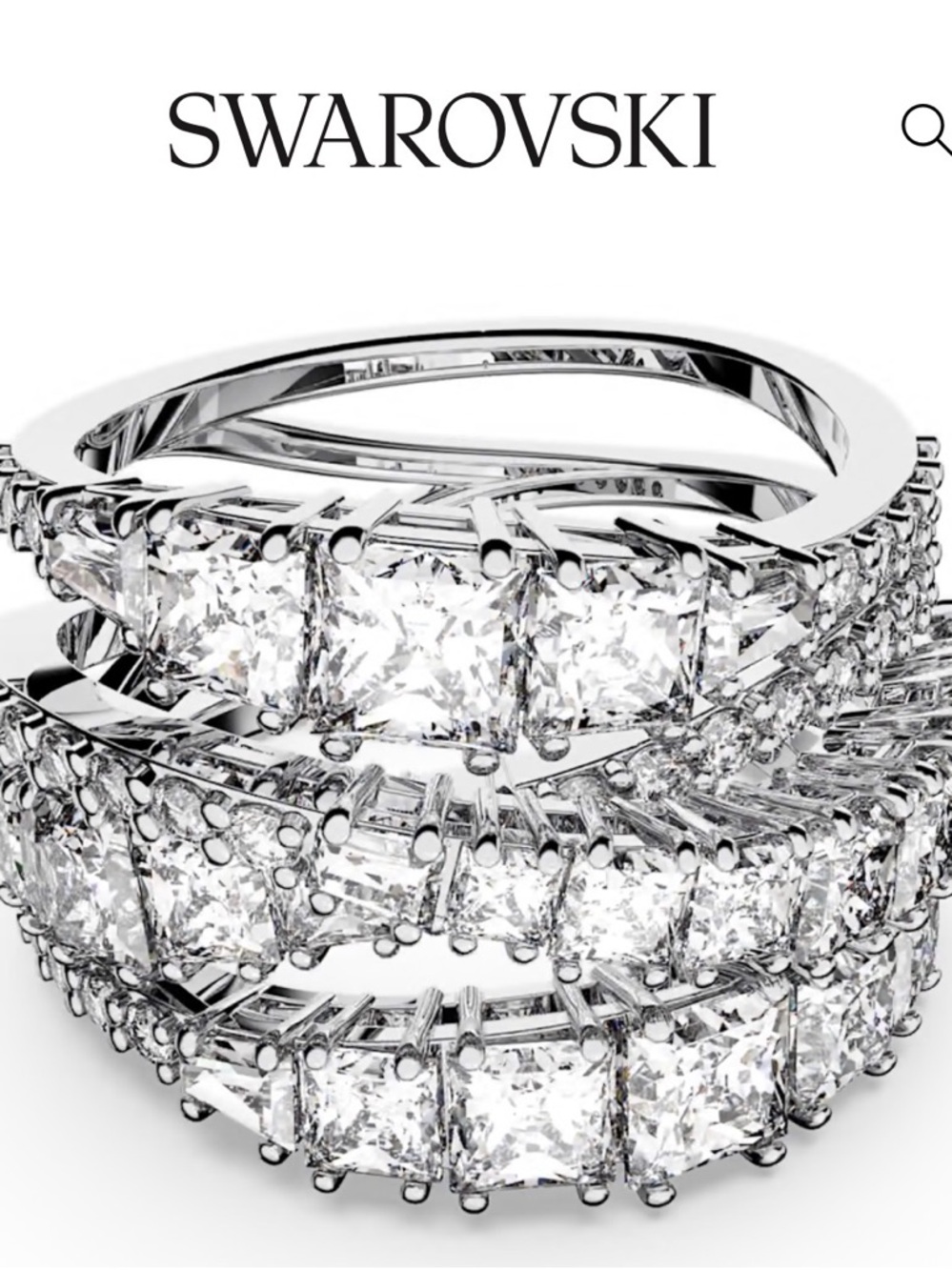Swarovski Silver Multi-Row Wave Ring